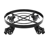 NINMORTH Soporte móvil para flores con 4 ruedas de bloqueo, para base de maceta de metal resistente, color negro