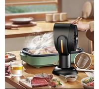 NINMORTH Ventilador de escape de aceite de escritorio ajustable, 8 W, alimentado por USB, eliminador de humo, olla caliente y barbacoa, purificador de aire portátil de cocina, color negro y dorado