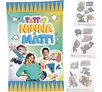 NINNA e MATTI Bolsitas de tatuajes temporales para niños, cada bolsita contiene 15 tatuajes