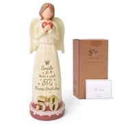 NINNSSOT Regalos de 50 cumpleaños para Mujer, 50 Años Figura de Angel Decoracion Cumpleaños Regalos Originales para Mamá, Esposa, Hermana
