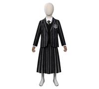 (Niño 150) Disfraz de Miércoles Addams para cosplay, uniforme escolar infantil, alta calidad