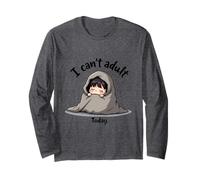 Niño Acogedor de Dibujos Animados con la Frase I Can't Adult Today Manga Larga