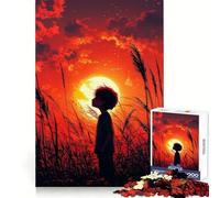 Niño contemplando la Puesta de Sol en un Campo Rompecabezas de 1000 Piezas para Adultos Estimula la Mente, relaja y es Divertido Cierre sólido (50x75cm)