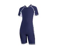 Niño Contraste de Color Secado rápido Traje de baño de Manga Corta con Pierna Corta Rash Guard Boyleg Bañadores Ropa Protectora UV con Cremallera NavyQ XL