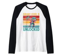 Niño de 8 años Dabbing Boy - Bruh 8vo nivel desbloqueado Camiseta Manga Raglan