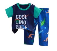 Niño Dios Trajes Conjunto de Pantalones y Camiseta de Manga Corta para niños de Cuhk Home Wear Trajes Cortos Y Blusas De Mujer (Dark Blue, 7-8 Years)