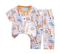 Niño Dios Trajes Conjunto de Pantalones y Camiseta de Manga Corta para niños de Cuhk Home Wear Trajes Cortos Y Blusas De Mujer (Orange, 5-6Years)