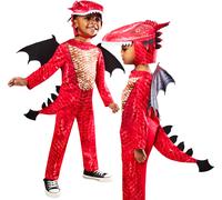 Niño Dragón Rojo Disfraz de Lujo para Niños Aterrador Dragón Disfraz Edad 2-8
