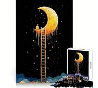 Niño en la Luna con Escalera a Las Estrellas para Adultos,Rompecabezas de 1000 Piezas,Estimula la Habilidad Mental,Tiempo Libre,Bordes Precisos, (38x26cm)