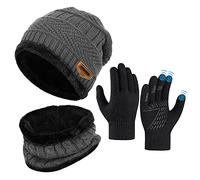 Niño Gorra Bufanda Guante Set - Tejer Lana Polar Calentador Cuello Capa Pantalla Táctil Mitones Suave Invierno Disfraz Correr Moto Bici Fútbol Deporte Frío Esqui Nieve Frozen Snowboard Navidad Año5-10