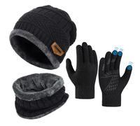 Niño Gorra Bufanda Guante Set - Tejer Lana Polar Calentador Cuello Capa Pantalla Táctil Mitones Suave Invierno Disfraz Correr Moto Bici Fútbol Deporte Frío Esqui Nieve Frozen Snowboard Navidad Año5-10