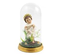 Niño Jesus en Fanal de Cristal de Resina Pintado a Mano de 15 cm