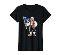Niño Kosovo Traje Tradicional Bandera Camiseta gráfica económica, Mujer, Negro, S