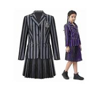 (Niño M-Negro) Disfraz de Miércoles Addams 2025, uniforme escolar de la Academia Nevermore, Halloween