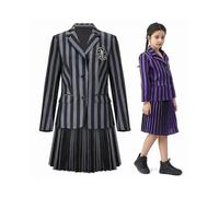 (Niño M-Negro) Disfraz de Miércoles Addams, uniforme escolar de la Academia Nevermore, ideal para Halloween