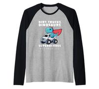 Niño Mamá Dinosaurio Monster Truck Superhéroe Dino Madre Camiseta Manga Raglan