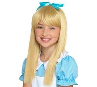 Niño Niña Alice IN Wonderland Princesa Largo Peluca Rubia Disfraz Cuento Nuevo