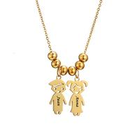 Niño Niña Nombre Personalizado Collar Colgante Acero Inoxidable para Mujeres con Nombres Grabados Joyería Infantil Regalo a Madre Hija Familia Amante Mejor Amigo (Niño Niña-oro)