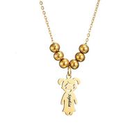 Niño Niña Nombre Personalizado Collar Colgante Acero Inoxidable para Mujeres con Nombres Grabados Joyería Infantil Regalo a Madre Hija Familia Amante Mejor Amigo (Niña-Oro)