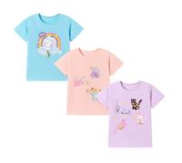 Niño Niñas Camisas 3PC algodón Cuello Triple Manga Corta Verano Ropa Superior para niños 2-7 años