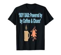 Niño Papá Día del Padre Niño Papá Powered by Coffee Chaos Camiseta