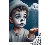 Niño Payaso Triste Arte Nubes Fantasioso Rompecabezas de 1000 Piezas, Papel Reciclado, Juego Educativo Desafiante Adultos 52x38cm/1000pcs