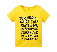 Niño Primavera Impresión Letra Camiseta Ropa Camisa Niño Manga Corta, amarillo, 5-6 años