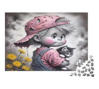 Niño sosteniendo un Gatito Puzzle 1000 Piezas Papel Reciclado para Adultos Puzzle para Adultos Juego Familiar Divertido y desafiante Excelente Idea de Regalo para relajación 70x50cm/1000pcs