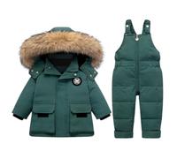 Niño Traje de Nieve Invierno Bebé 2 Piezas Chaqueta de PlumóN Abrigo con Nieve Babero Pantalones Niñas Traje de Esquiar Ropa Verde 2-3 Años