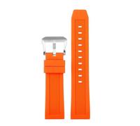 NINOMA Accesorios universales de silicona for relojes deportivos compatibles con Citizen Promaster Series CC3060-10 BJ2167, correa de goma de 22 mm con hebilla de pasador.(Orange-Silver)