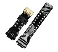 NINOMA Correa compatible con Casio G-Shock GA-100/110/120/140/200/400/700/800 GD-100/110/120 G-8900 Correa de repuesto de silicona y resina for reloj de hombre de 16 mm(Black gold glossy)