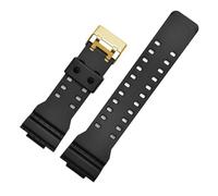 NINOMA Correa compatible con Casio G-Shock GA-100/110/120/140/200/400/700/800 GD-100/110/120 G-8900 Correa de repuesto de silicona y resina for reloj de hombre de 16 mm(Black gold matte)
