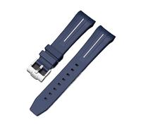 NINOMA Correa compatible con Swatch X Blancpain Fifty Fathoms TPU goma extremo curvado hombres mujeres Five Ocean Series reloj pulsera 0.866 in(Royal blue white)
