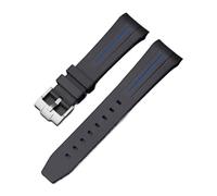 NINOMA Correa compatible con Swatch X Blancpain Fifty Fathoms TPU goma extremo curvado hombres mujeres Five Ocean Series reloj pulsera 0.866 in(Black blue)