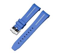 NINOMA Correa compatible con Swatch X Blancpain Fifty Fathoms TPU goma extremo curvado hombres mujeres Five Ocean Series reloj pulsera 0.866 in(Dark blue white)