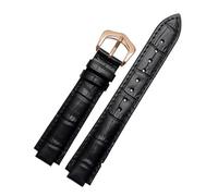 NINOMA Correa de reloj de cuero compatible con Ballon Bleu de Cartier. Correa de reloj for mujer y hombre. Pulsera convexa de 14 mm, 16 mm, 18 mm, 20 mm y 22 mm.(Black-Rosegold,16-8mm)