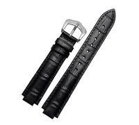 NINOMA Correa de reloj de cuero compatible con Ballon Bleu de Cartier. Correa de reloj for mujer y hombre. Pulsera convexa de 14 mm, 16 mm, 18 mm, 20 mm y 22 mm.(Black-Silver,18-11mm)