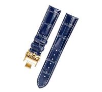 NINOMA Correa de reloj de piel de becerro Compatible con Longines L3 Masters Collection correa de reloj pulsera de cuero de vaca 19 20 21mm correa(Blue gold Butter,21mm)