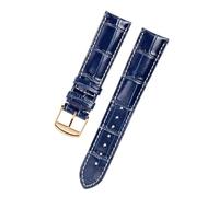 NINOMA Correa de reloj de piel de becerro Compatible con Longines L3 Masters Collection correa de reloj pulsera de cuero de vaca 19 20 21mm correa(Blue rosegold bu,21mm)