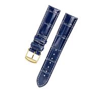 NINOMA Correa de reloj de piel de becerro Compatible con Longines L3 Masters Collection correa de reloj pulsera de cuero de vaca 19 20 21mm correa(Blue gold buckle,20mm)