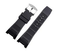 NINOMA Correa de reloj de silicona con extremo de muesca Compatible con IWC The Engineer Ingenieur Strap hombres 30 * 16mm pulseras de correa de reloj de goma impermeables(Black silver buckle)