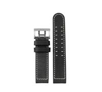 NINOMA Correa de reloj Hamilton Khaki Aviation H77616533 H70615733, de piel auténtica, compatible con el modelo Jazz Field for hombre.(A black silver,22mm)