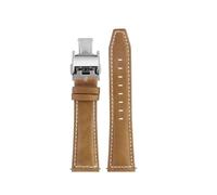 NINOMA Correa de repuesto compatible con Longines Fast Equestrian Comcast Master Series, pulsera for hombre y mujer, cadena de reloj de piel de vaca con hebilla plegable.(Khaki wl silvery,21mm)