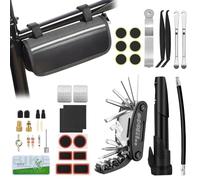 Ninonly 38PCS Kit de Reparación de Bicicletas Kit de Reparación de Bicicletas con 120 PSI Mini Bomba y 16 en 1 Multiherramienta para Camping Viajes Esenciales Bolsa de Herramientas