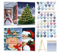 Ninonly 4 piezas Christmas de Pintura por Números Adultos con Marco DIY pintura al óleo por Números para Principiantes y adultos con 16 pinceles y 4 juegos de pinturas acrílicas 24 * 30cm