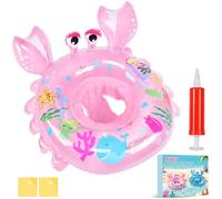 Ninonly Flotador Bebe Anillo de Natación Inflable Asiento con Bomba de Aire,2Parches de Reparación para Niños de 12 a 36 Meses Baño y Entrenamiento de Natación,Piscina,Playa,Bañera (Rosa Cangrejo)