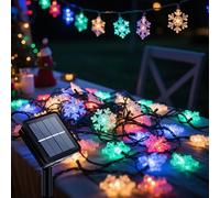 Ninonly Guirnalda Luces Exterior Solar, 7M 50 LED Copo de Nieve Guirnaldas Luminosas Navidad, 8 Modos Cadena Luz, Impermeable Luces Decoración de Navidad Patio Jardín