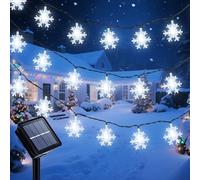 Ninonly Guirnalda Luces Exterior Solar, 7M 50 LED Copo de Nieve Guirnaldas Luminosas Navidad, 8 Modos Cadena Luz, Impermeable Luces Decoración de Navidad Patio Jardín
