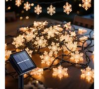 Ninonly Guirnalda Luces Exterior Solar, 7M 50 LED Copo de Nieve Guirnaldas Luminosas Navidad, 8 Modos Cadena Luz, Impermeable Luces Decoración de Navidad Patio Jardín