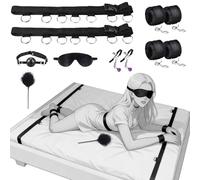Ninonly Juego de RestriccióN De Cama BDSM Bondage Accesorios íNtimos con Correas De Cama, Antifaz, Esposas, Tobilleras y MáS, Ajustable y CóModo para Parejas Kit Sexuales Pareja Latigo EróTicos